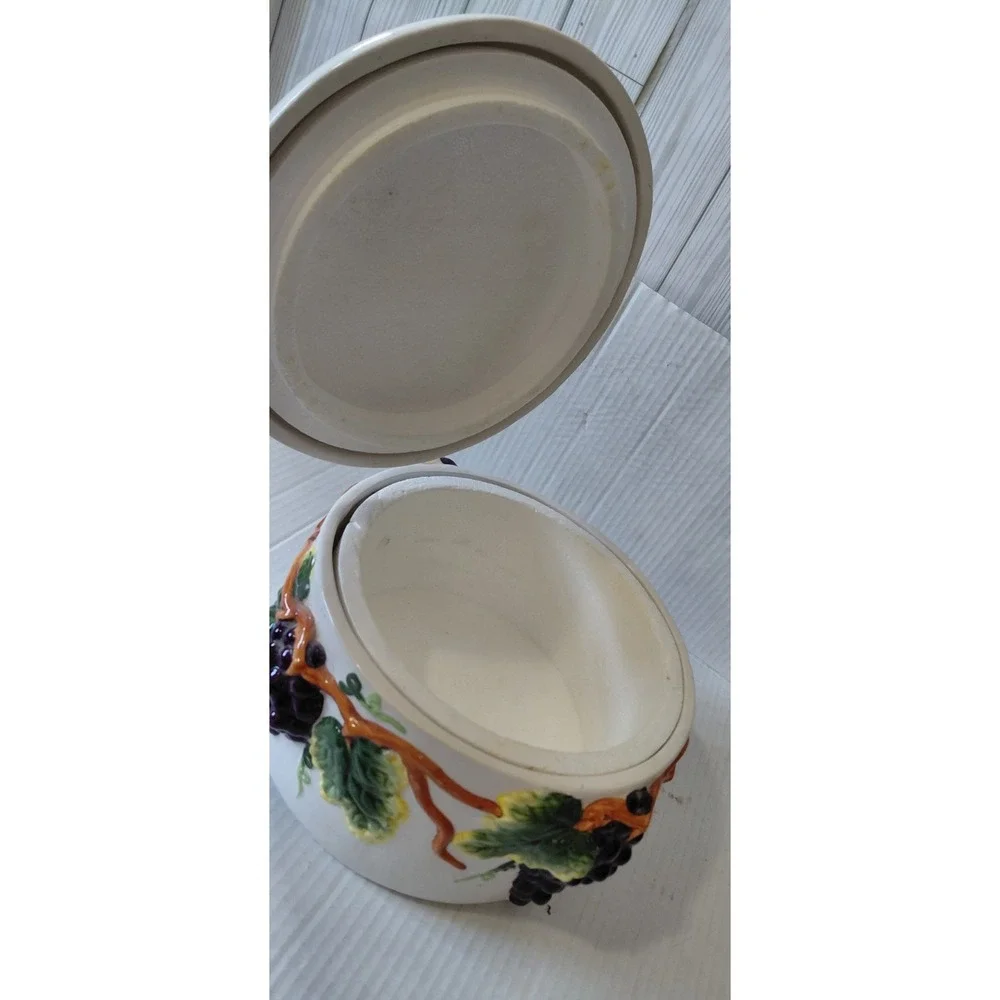 Vintage Retro KMC Tuscany Grapes kitchen collection ceramic Canister Cottagecore